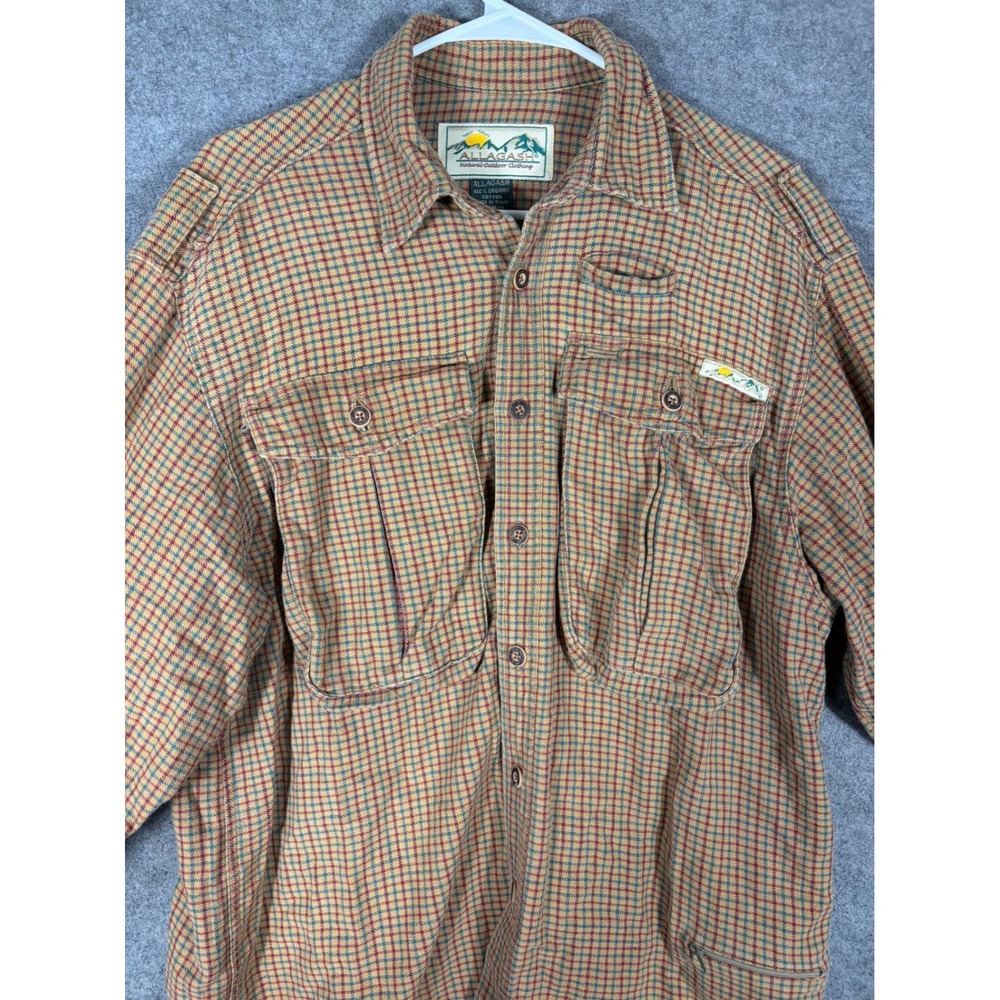 Allagash Natural Outdoor Clothing Mens Medium Plaid Organic Cotton Flannel Shirt